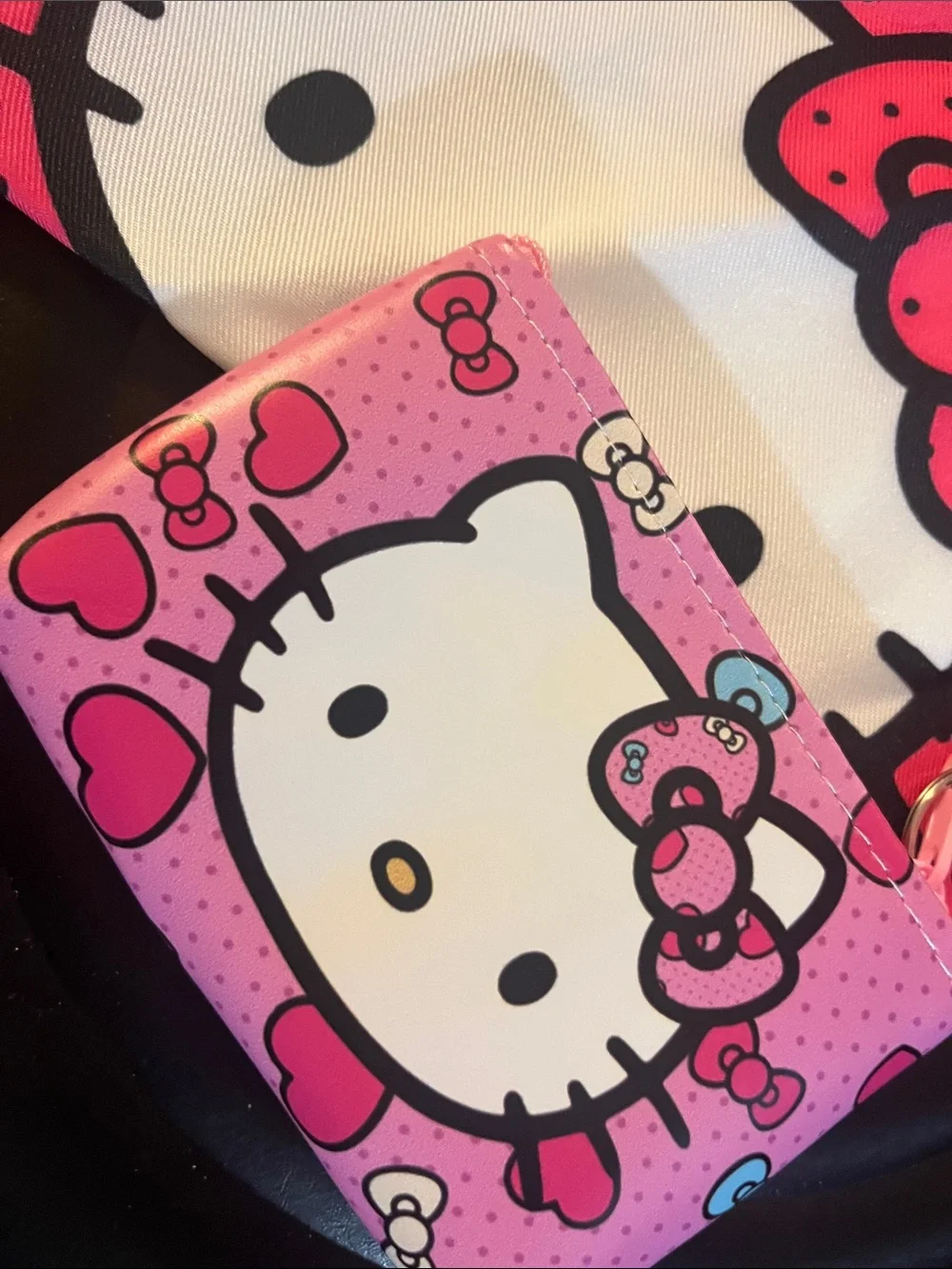 Hello Kitty Pink Patterned  Bag Set with Keyring Wallet pouch BNWOT 50
